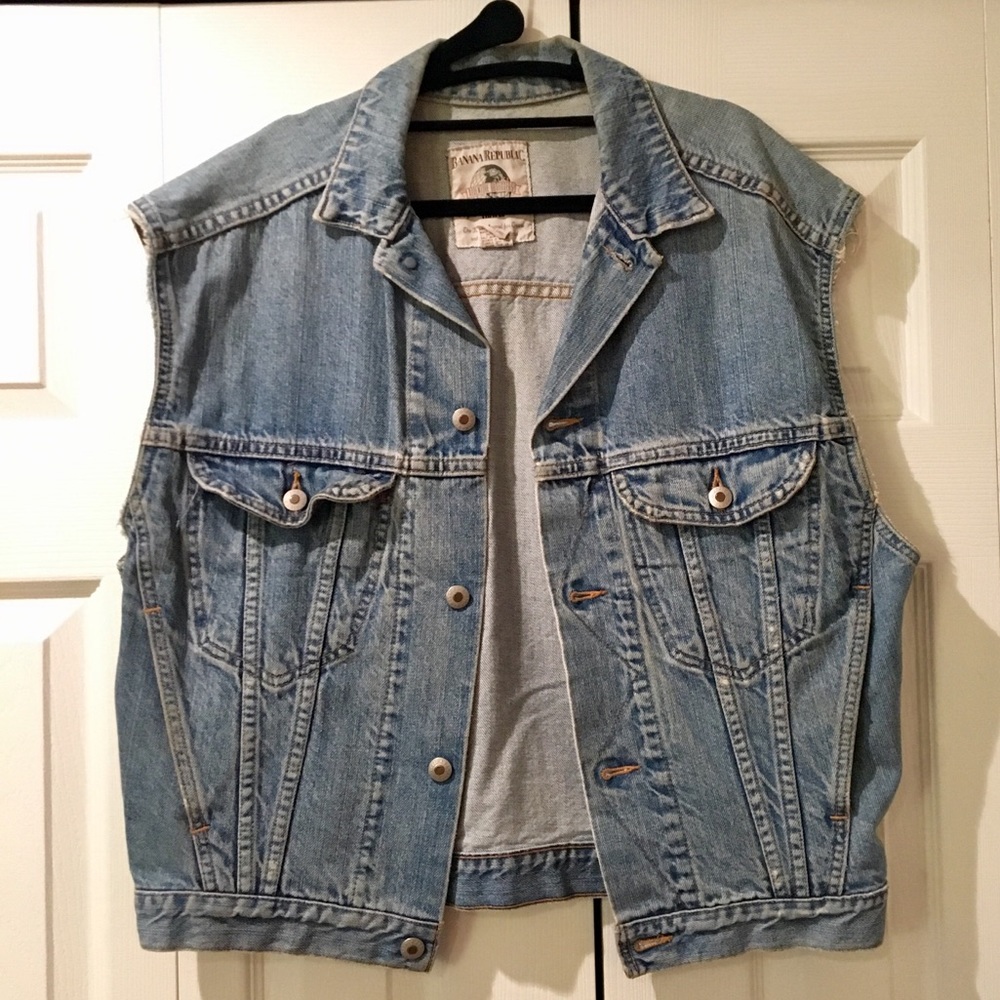 [Vintage / Banana Republic] Denim Distressed Vest
